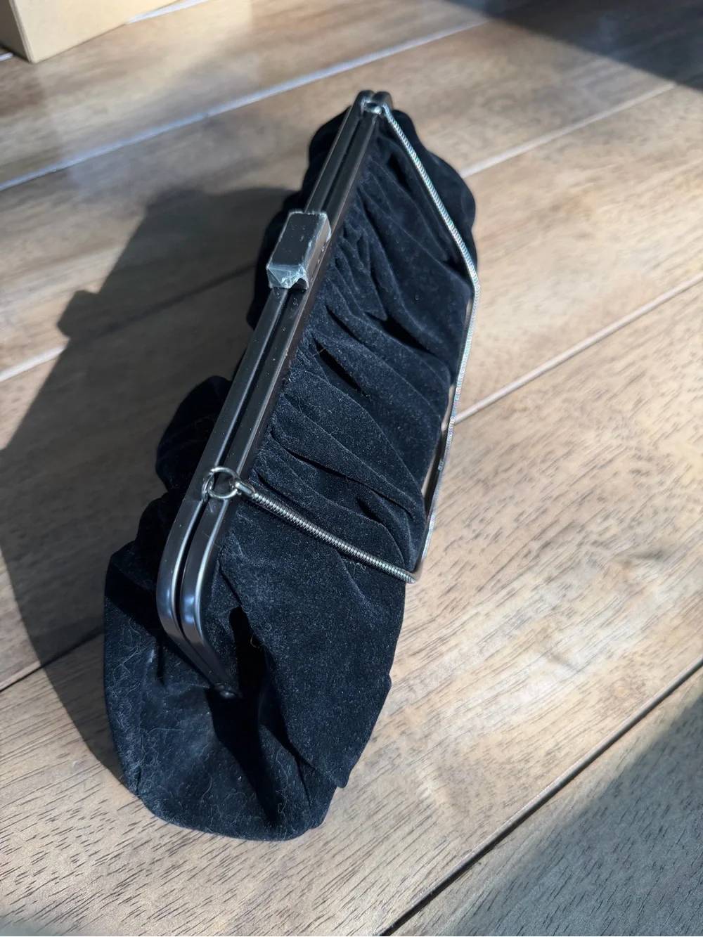 Vintage Mary Kay Black Velvet Evening Clutch with Metal Frame